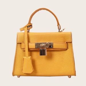 The Lisa Yellow Croc Embossed Satchel Handbag